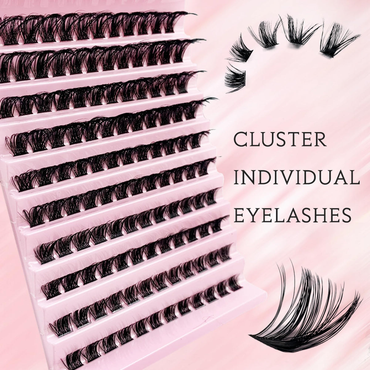 GGOKOK Lash Clusters Wispy DIY Lash Extension 8-16mm Eyelash Clusters 120 pcs Natural Cluster Lashes Individual Lashes Clusters at Home D Curl Fluffy Eyelash Extensions(D08)