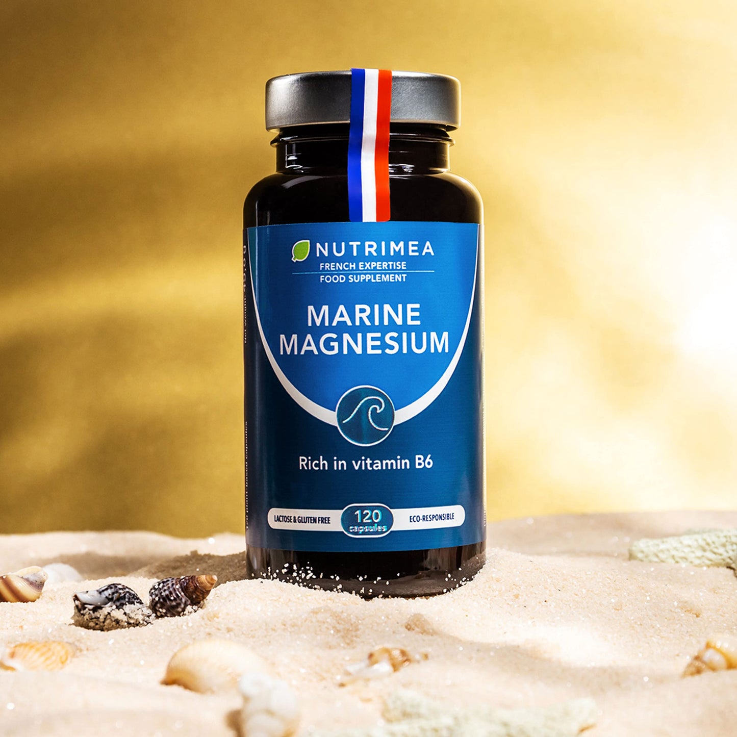 Laboratoires Nutrimea Marine Magnesium Supplement - with Vitamin B6-120 Capsules - GMO-Free - Gluten Free - Lactose Free - Easy to Swallow Capsules - French Expertise - Nutrimea