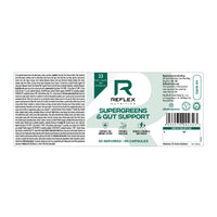 Reflex Nutrition Reflex Nutition Supergreens & Gut Support - 33 Active Ingredients - Prebiotics, Probiotics, Vitamins & Minerals - Immune Support, Reduce Fatigue & Bloating - Vegan Gut Health Supplement (90 Capsules)