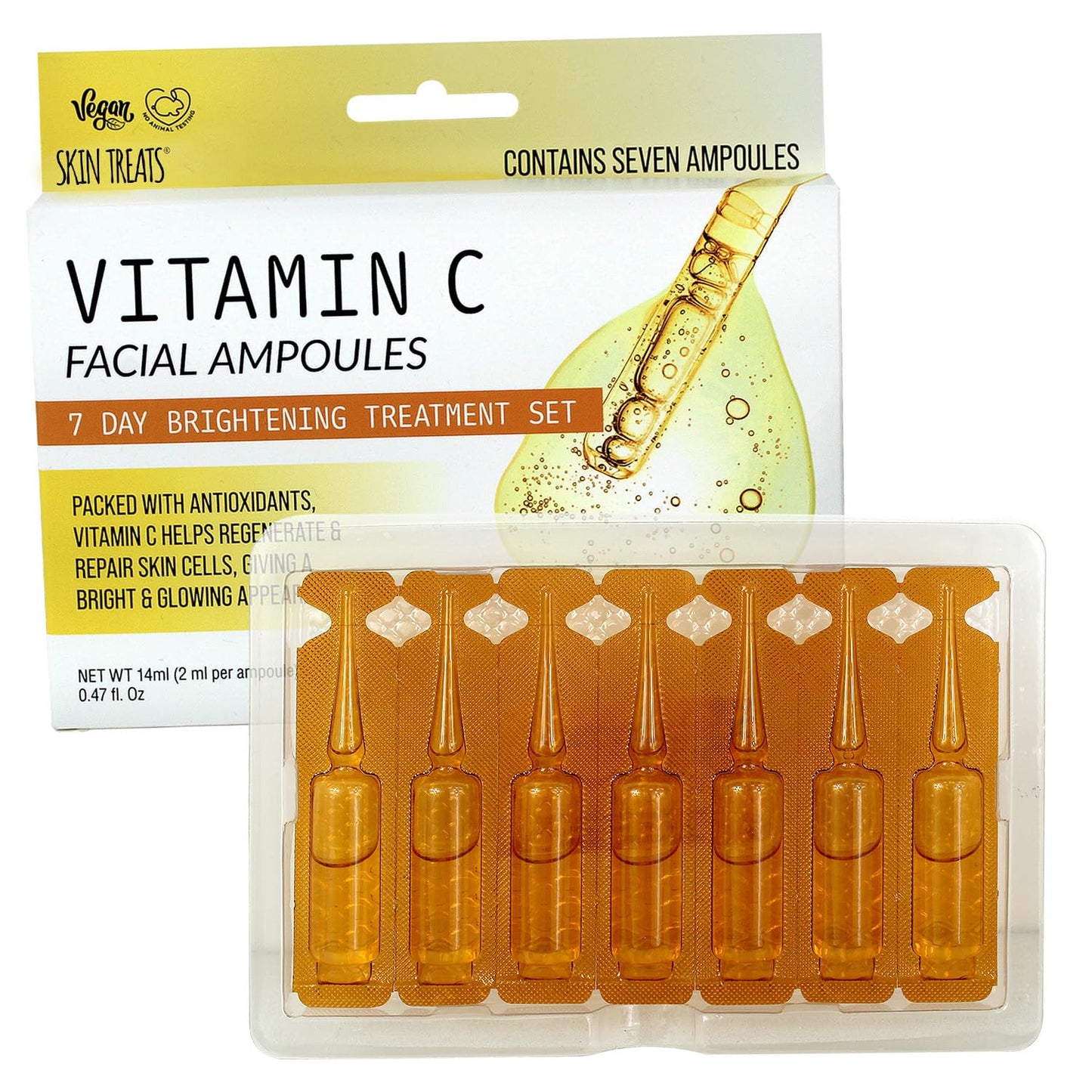 Skin Treats Vitamin C Ampoules Serum, Vitamin C 7 Day Skincare Set, Antioxidant Day Serum for Face, 7 x 2ml Ampoules, Vegan Friendly