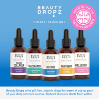 Beauty Dropz Retinol Oral Skin Care Drops – Fine Line Reduction – Vitamin A (Retinyl) – Youthful Glow – Vitamin E/Vegan Liquid Supplement for Radiant Skin – Berry Flavour – 60ml