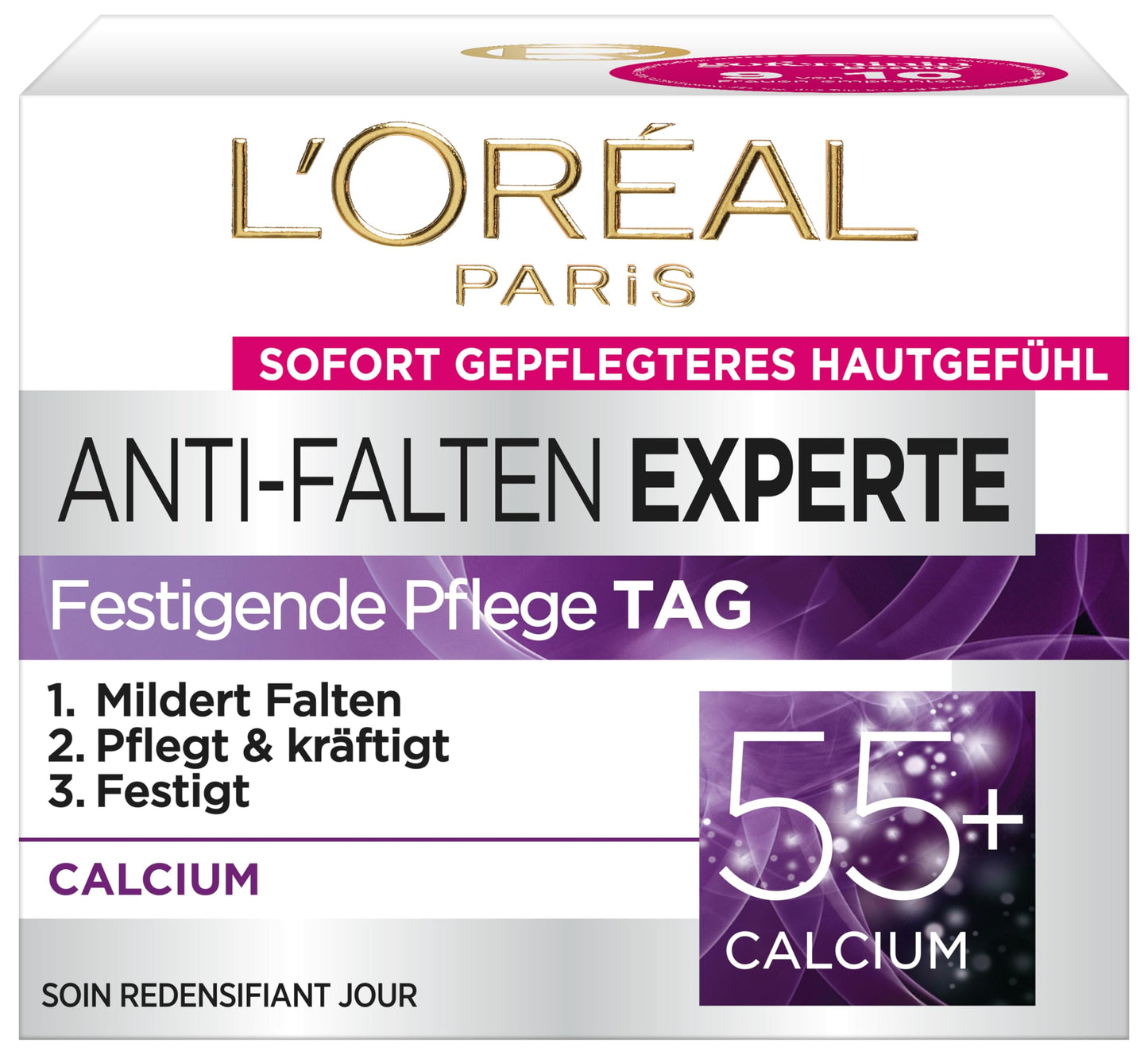L'Oreal Paris L'Oréal Paris Moisturiser for the Face, Moisturising Anti-Ageing Day Cream with Calcium to Reduce Wrinkles, Anti-Wrinkle Expert 55+, 1 x 50 ml