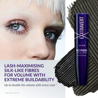 Avon Exxtravert Extreme Volume Mascara 9.5ml, With Silk-like Fibres For Extreme Volume And Buildability, For a Clump-free Look, Cruelty Free, Blackest Black