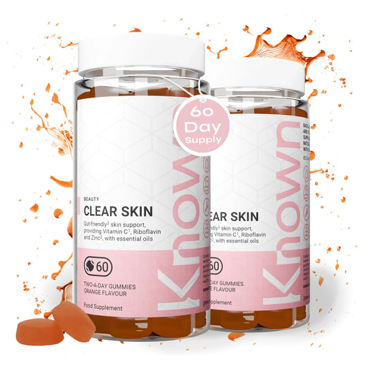 Clear Skin Gummies by Known Nutrition | Natural Support for Sensitive & Acne-Prone Skin | Delicious Natural Orange Flavour | 60 Two-a-Day Vegetarian Vitamin Gummies (Two Month’s Supply)