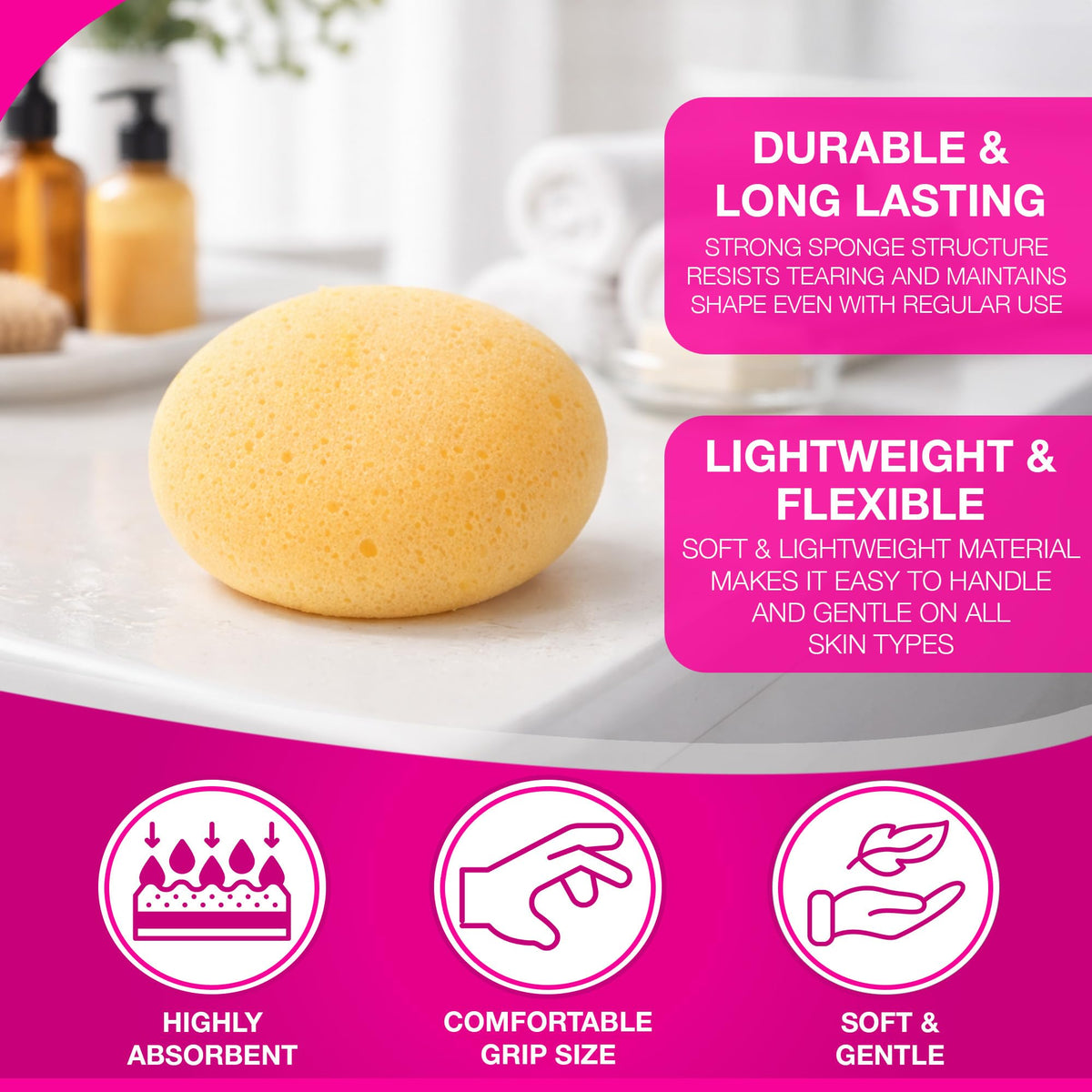 D.A.Y. Republic Extra Large Luxury Bath Sponge, Soft Shower Bathing Gentle Exfoliating Body Scrub, Great for Skin Care (1 Luxury Sponge)