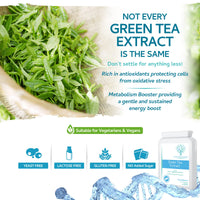 swiss bioenergetics Green Tea Capsules - 12,480mg - 90 Capsules of Premium Extract - Contains Polyphenols, Catechins & EGCG - Powerful Antioxidant for Immune Health - not Green Tea Tablets - Made in UK