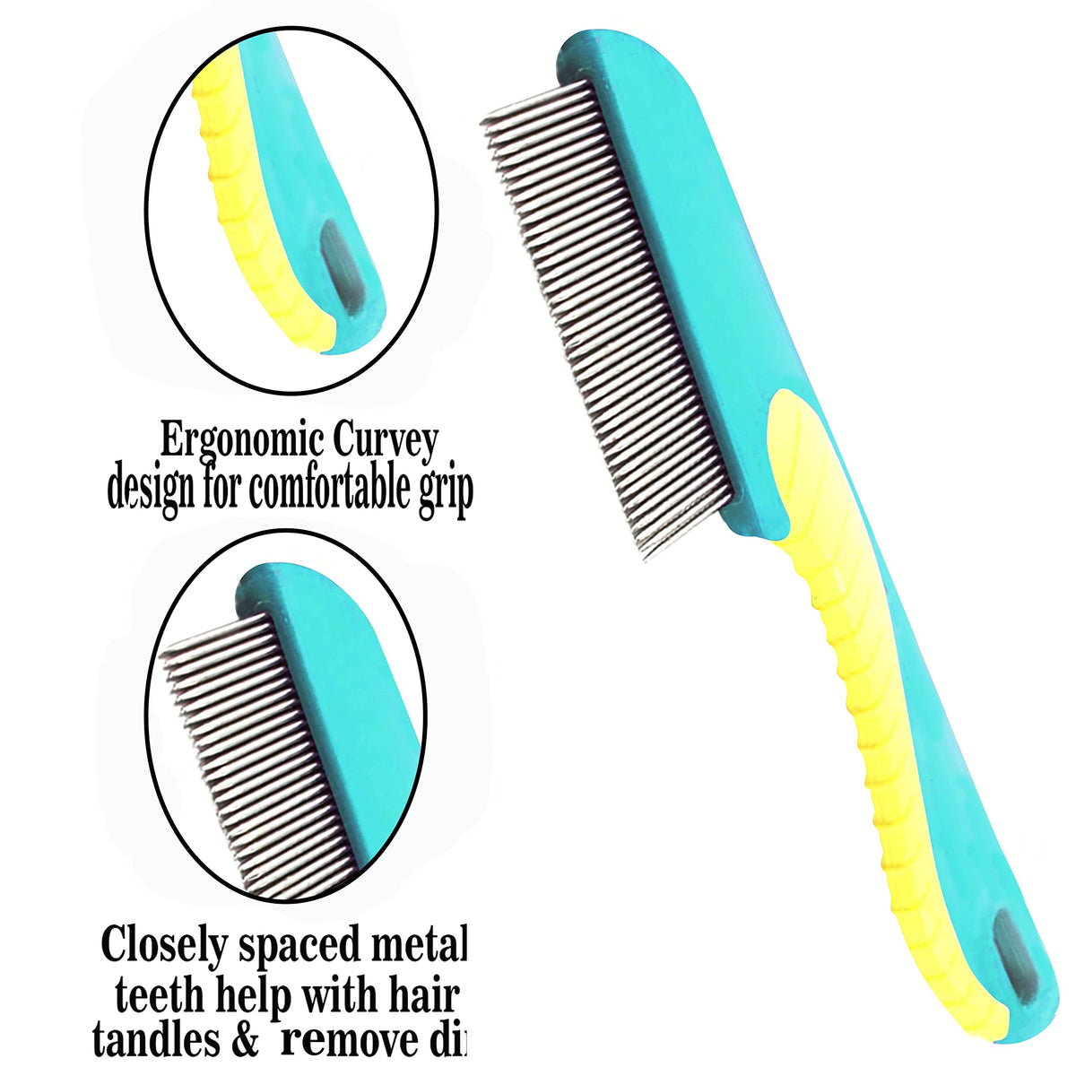 YNR EXTRA FINE NIT HAIR COMB LARGE HANDLE Head Lice Egg Larva Remover Comb Anti-Lice (BLUE)