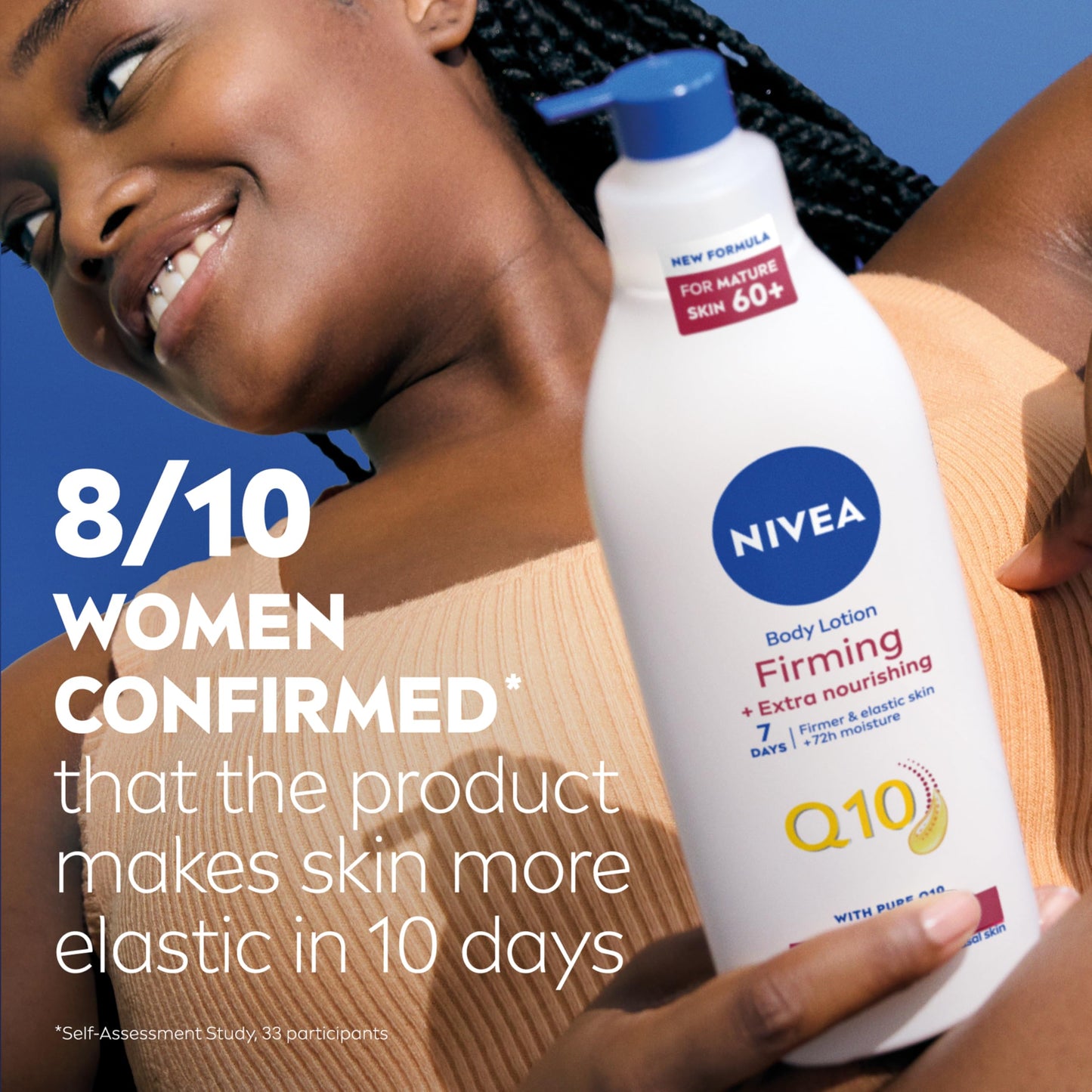 NIVEA Q10 60+ Mature Skin Body Lotion (400ml), Nourishing Firming Cream with Q10 and Argan Oil, NIVEA 72H Moisturising Cream for Ageing and Mature Skin