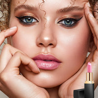 HAORQEE Pink Glitter Colour Changing Lipstick, Metallic Long Lasting Waterproof