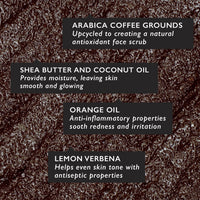 UPCIRCLE UpCircle Coffee Face Scrub - Citrus Blend For Normal + Dry Skin 100ml - Shea Butter, Coconut + Rosehip Oil - Natural, Vegan Face Exfoliator For Soft, Smooth Skin