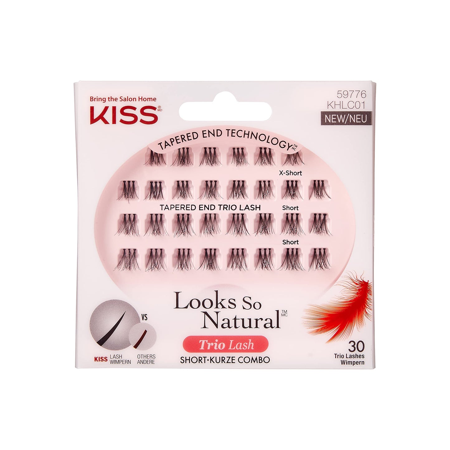 KISS Haute Couture Collection 30 Trio Lashes in Various Lengths, Short Combo, Natural Premium Fake Eyelashes includes Lash Glue