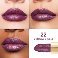 Oulac OULAC Metallic Shine Glitter Lipstick, Purple High Impact Lipcolor, Lightweight Soft and Ultra Hydrating, Long Lasting, Vegan & Cruelty-Free, Full-Coverage 4.3 g/0.15 22 Virtual Violet