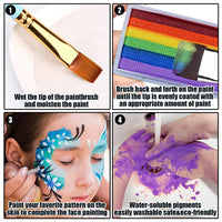 Lubarion Rainbow Face Paint for Kids and Adults, 50g Professional Body Paint Palette, Skin-Friendly Makeup for Face Painting, Festivals, Parties, Halloween, Cosplay, Easy to Apply & Remove