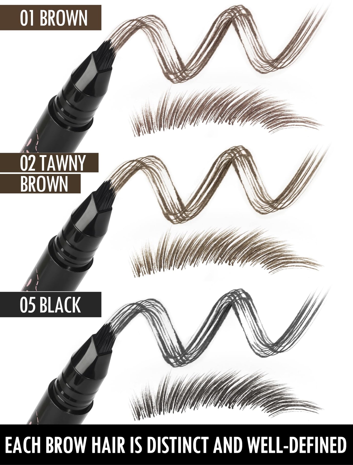 Anglicolor Microblading Eyebrow Pen Natural,Eyebrow Pen Easy to Use, Eyebrow Brush Quick Drying,Hair-Like Strokes, 24hrs Long-Lasting,Waterproof,Smudge-Proof,Multiple Uses (05black)