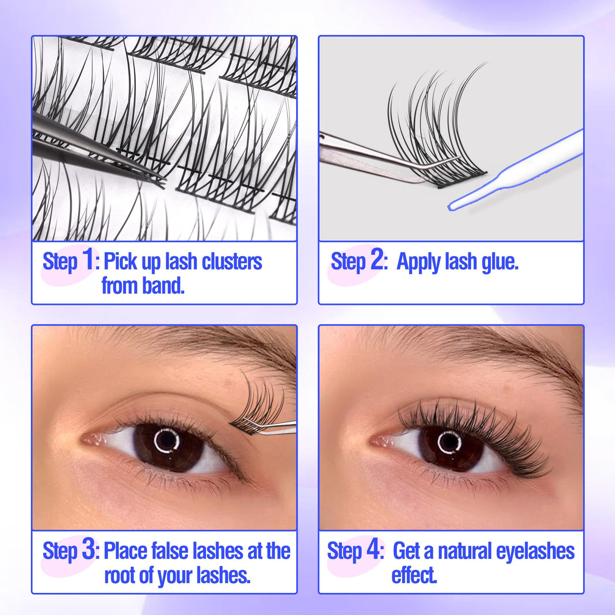 Natural Cluster Lashes Kit 168 Pcs Wispy Lash Extensions CC Curl 9-11MM Mixed Lengths Eyelash Extension Individual Kit with Lashes Bond and Seal and Tweezers DIY at Home by Mavphnee