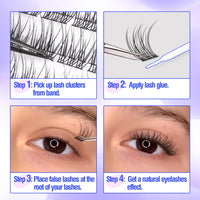 Natural Cluster Lashes Kit 168 Pcs Wispy Lash Extensions CC Curl 9-11MM Mixed Lengths Eyelash Extension Individual Kit with Lashes Bond and Seal and Tweezers DIY at Home by Mavphnee