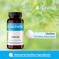 Choline 350 mg – 100 Capsules by BIOHERBA | Nutrient for Lipid Metabolism and Cellular Function