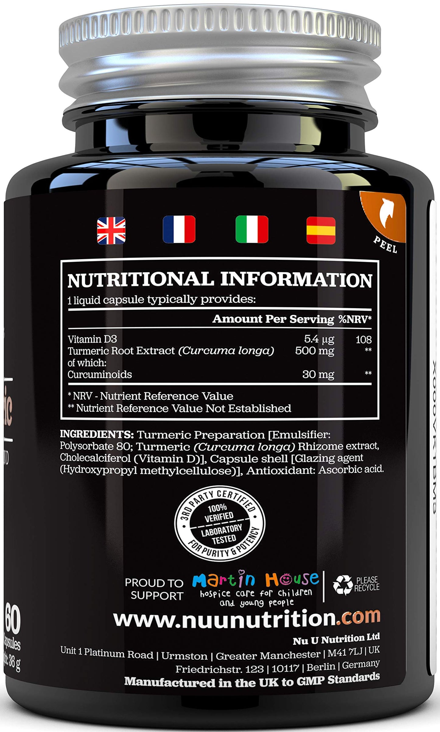 Nu U Nutrition Turmeric Curcumin Capsules (Liquid) with Vitamin D | 185 More Bioavailability NovaSOL® Curcumin | High Strength Vegetarian Premium Liquid Turmeric Curcumin not Tablets Made in The UK
