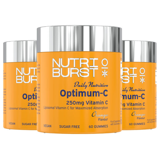 Nutriburst Optimum C Multipack - Liposomal Vitamin C (250mg) - Energy & Immune System Support - Orange Flavour - 3 x 60 Gummies / 3 Month Supply - Suitable for Vegans