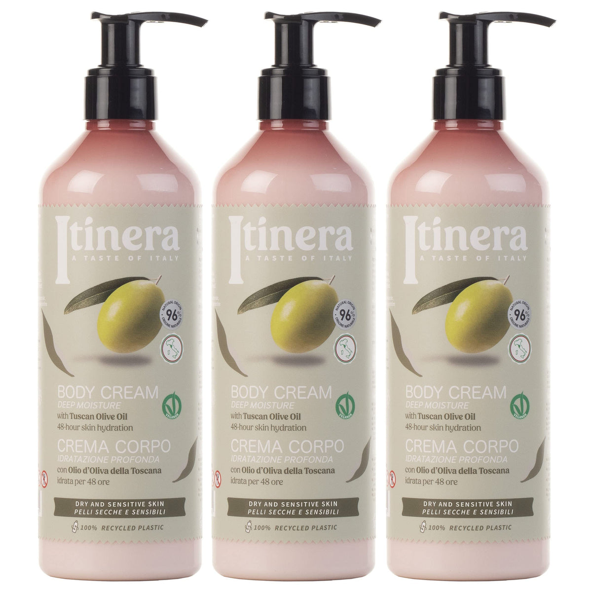 sarcia.eu Itinera Moisturising Body Cream with Tuscan olive oil, 96% natural ingredients 370 ml 1 unit