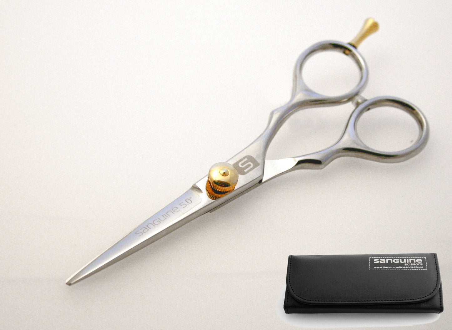 Sanguine Beard Trimming Scissors, Hair Scissors for Moustache Cutting 5 inch - Chrome