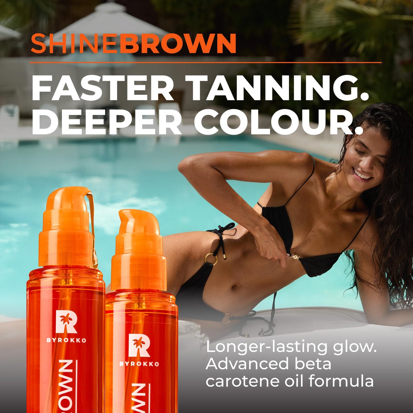 BYROKKO SHINEBROWN BYROKKO Shine Brown Beta Carotene Tanning Accelerator, Carroten Tanning Gel Effective in Sunbeds & Outdoor Sun, Natural Tan-boosting Sunbed Cream, 200 ml (Beta Carotene Oil 150 ml (Pack of 1))