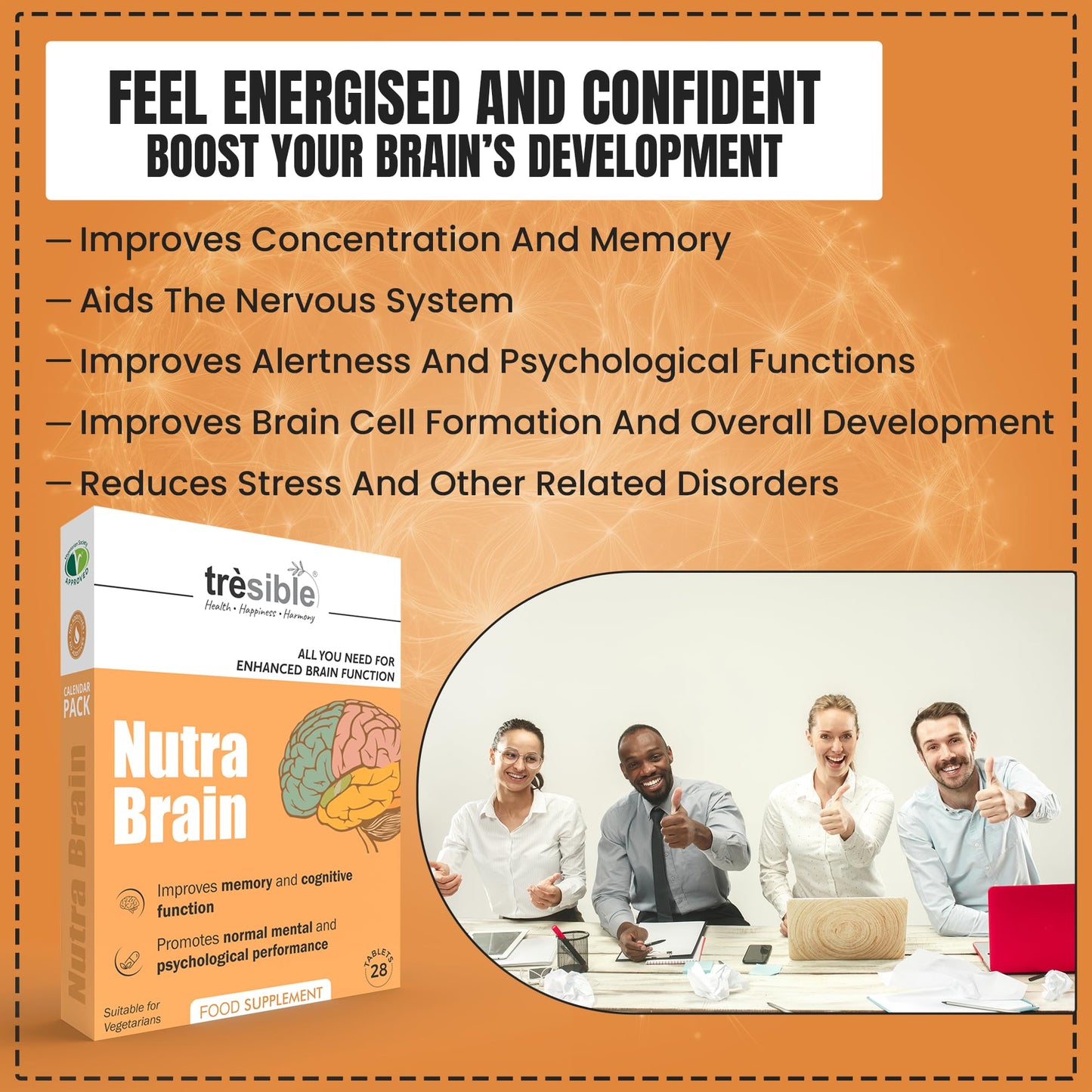 Tresible Trèsible Nutra Brain (Pack of 3) Memory Supplement for Brain Tablets - Mens Multivitamin for all adults Iron, & Iodine for Brain Health, Immune System, & Joint Health, Brain Supplement, 12-Week Supply