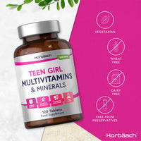 Horbäach Multivitamins and Minerals for Teen Girls | 120 Tablets | 15 Essential Nutrients for Everyday Health & Wellness | by Horbaach