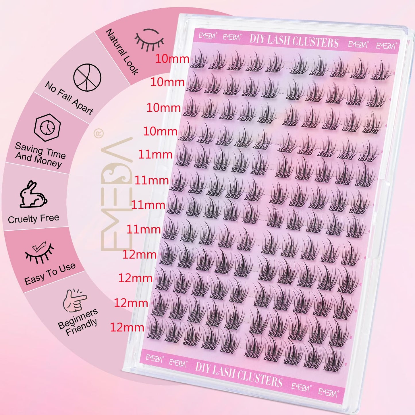 EMEDA Manga Lash Clusters Kit, Individual Lashes Wispy & Natural Cluster Lashes with Bond and Seal Tweezers, Soft Thin Band Anime False Eyelashes 10mm - 13mm Mix (EME04)