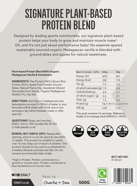 EXALT | Premium Vegan Protein Powder - 100% Plant-Based – Gluten Free - No Artificial Flavours or Additives | Madagascan Vanilla | 500G