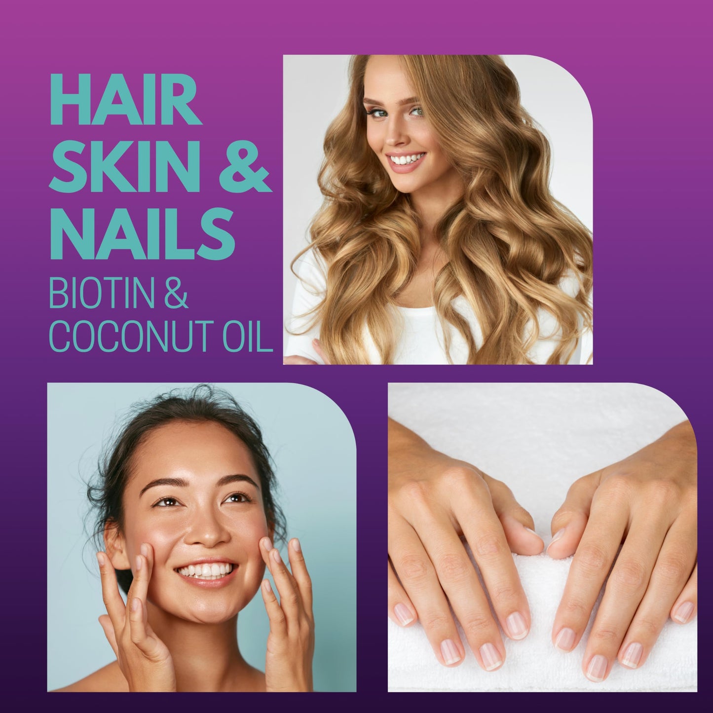 Hair, Skin & Nails - Biotin & Coconut Vegan Melts, 90 Day Supply, 10,000µg of Biotin, 5mg Coconut Oil, Hair Growth Supplement, Vitamins for Men & Women