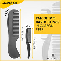 STONLI® 5" Beard and Moustache Scissors with Comb & Pouch - Small Hairdressing Scissors - Nose, Ear & Eyebrows Hair Scissors (Black)