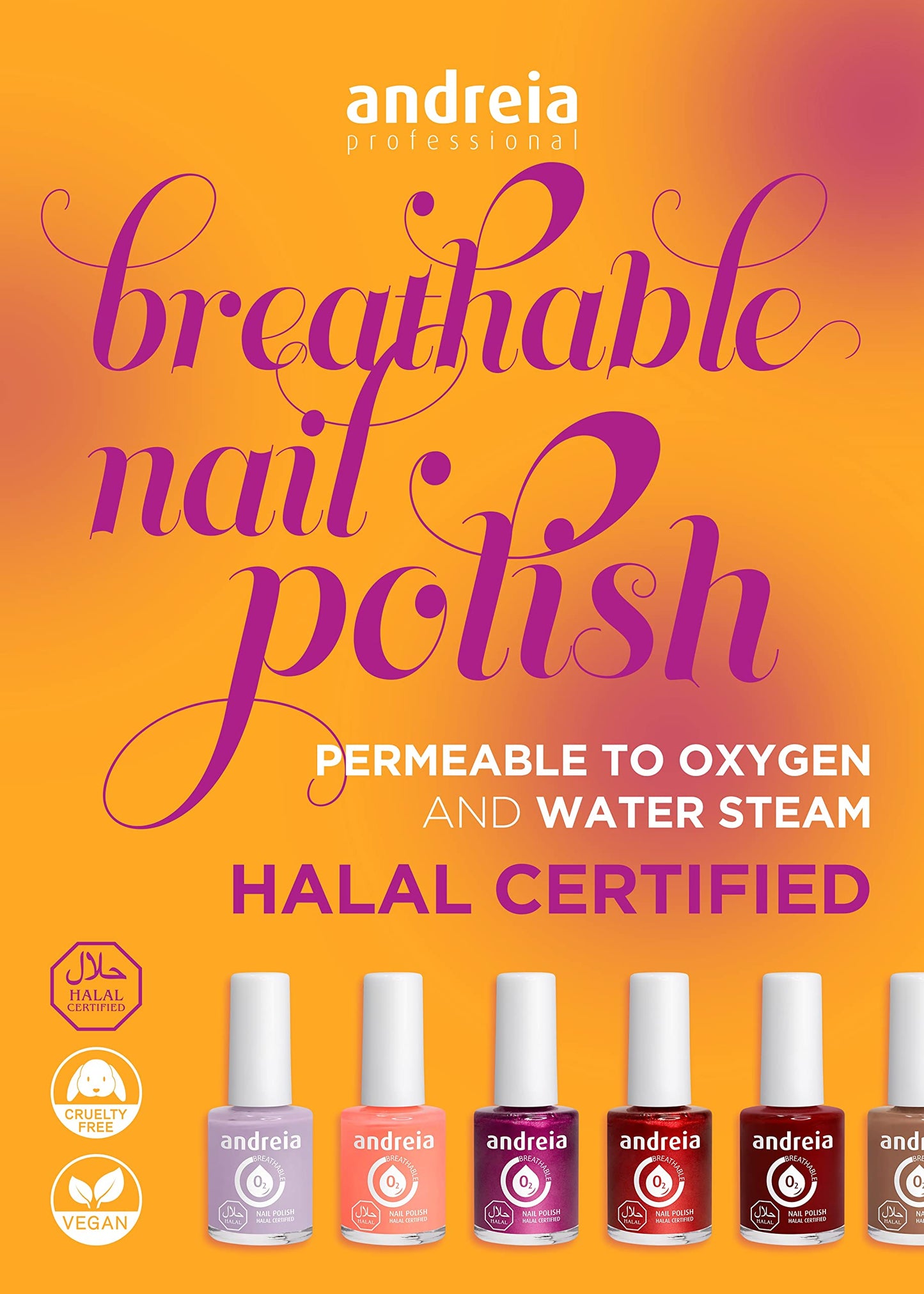 Andreia Halal Breathable Nail Polish - Water Permeable Nail Polish - Glossy Halal Nail Polish Vegan and Cruelty-Free - B20 Pearl White - Shades of Clear and Blue 10.5 ml