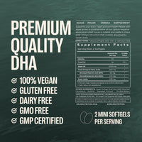 Orlo ORLO DHA – Vegan DHA Supplement (EPA & DHA) – Omega 3 Fish Oil & Krill Alternative – Plant-Based Omega-3 Algae Oil – Brain & Heart Support (60 Mini Burpless Softgels)