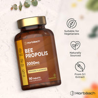 Horbäach Bee Propolis Extract 2000mg | Flavonoids Propolis Supplement | High Strength 5:1 Extract | 90 Vegetarian Tablets (Not Capsules) | by Horbaach