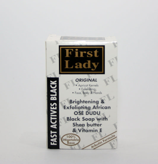 First Lady Skin Brightening & Exfoliating African OSE DUDU OSUN Black Soap 200g - with Shea Butter & Vitamin E