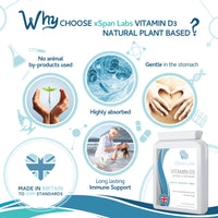 Vitamin D3 Natural Plant Based 25µg (1000 IU) 180 Tablets - Vegan Cholecalciferol from Lichen– Exclusively Manufactured in The UK