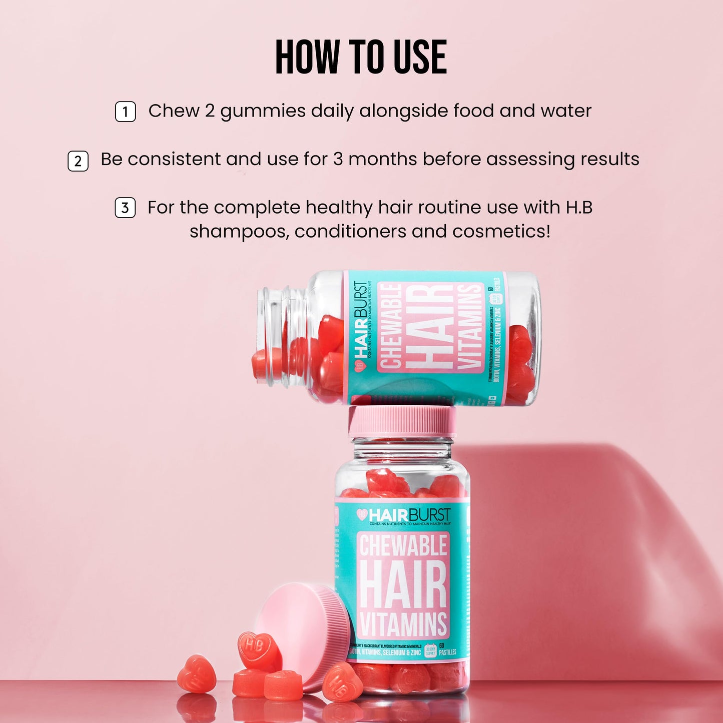 HAIR BURST Biotin Gummies for Hair Growth - Hair, Skin & Nails Vitamin Supplement, Reduces Breakage, Promotes Healthier Thicker Hair - Daily Chewable Vitamins - 1 Month