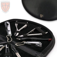 3 Swords Germany - brand quality 10 piece manicure pedicure grooming kit set for professional finger & toe nail care scissors clipper fashion leather case in gift box, Made by 3 Swords (6554)