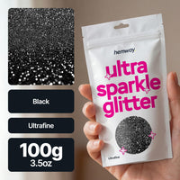 Hemway Ultra Sparkle Glitter Black 100g Ultrafine | Glitter for Arts & Craft, Makeup, Nail Art, Crafting, Card Making, Sparkle Decoration