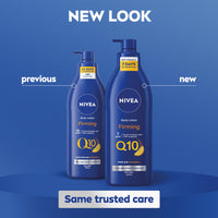 NIVEA Q10 Firming Rich Body Lotion + Vitamin C (400ml), Firming Cream with Collagen Booster Complex, 72H Moisturiser, Body Lotion for Dry Skin
