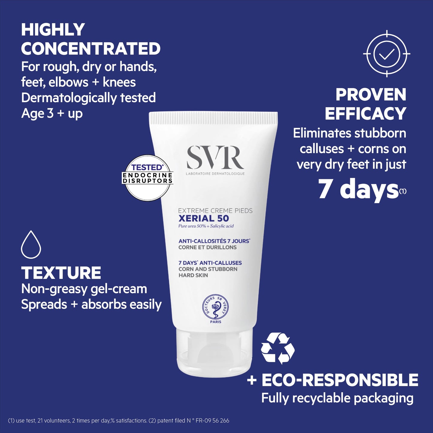 SVR XERIAL 50 Extreme - Urea Foot Cream for Cracked Heels and Severely Dry Skin Prone to Corns and Calluses, Eliminates Dead Cells + Roughness, 24hr Hydration, 50ml
