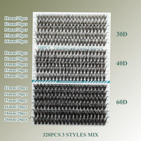 Lanciley Cluster Lashes Kit 320 PCS Individual Eyelashes 30D+40D+60D Eyelash Clusters Fluffy Lashes 11-20mm Eyelash Extension Kit Natural Lash Clusters Lash Clusters with Bond and Glue at Home-30D+40D+60D