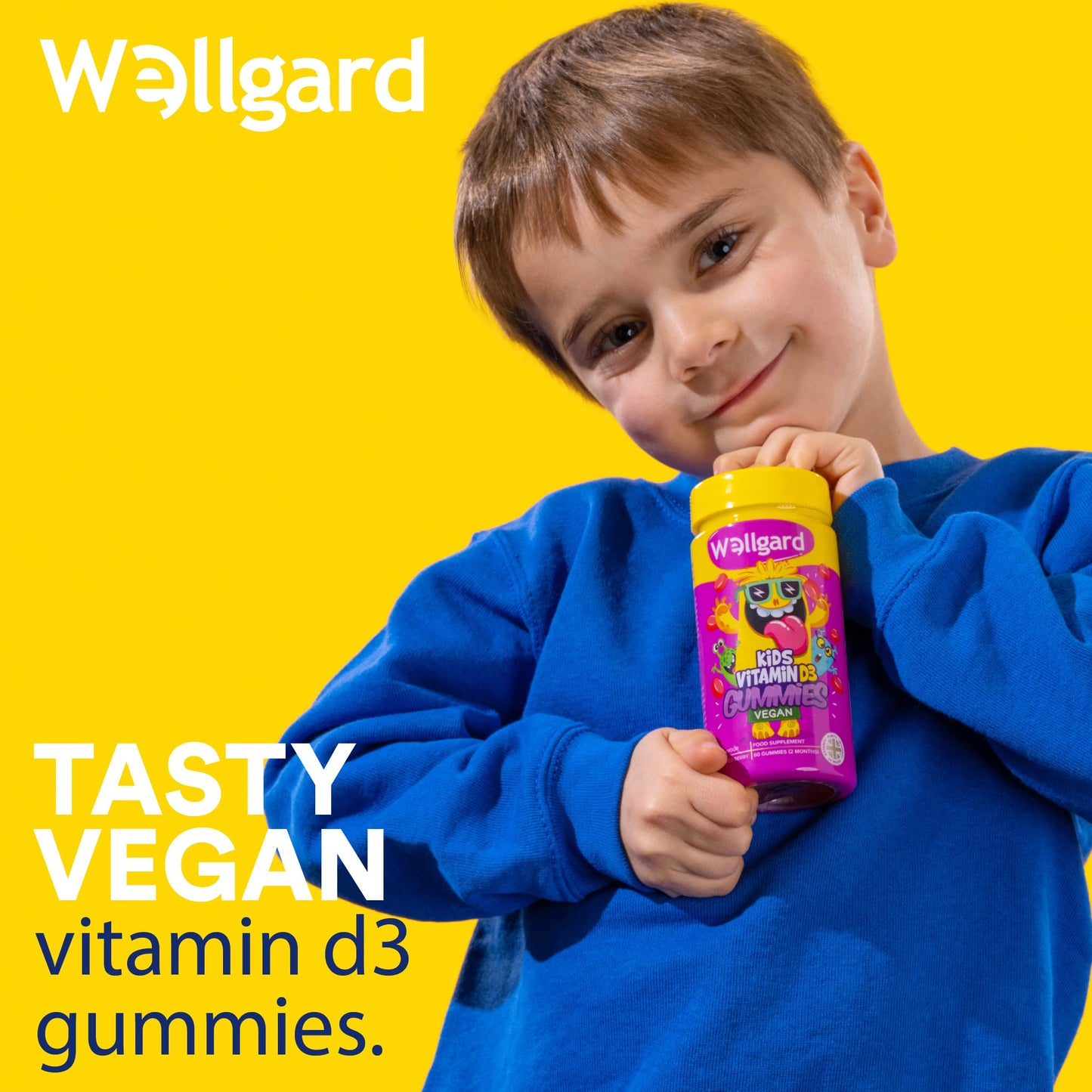 Wellgard Kids Vitamin D3 Gummies - 2 Month Supply - Vegan Chewable Vitamin D Gummies, Mixed Berry Flavour
