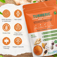 FoodPURA 4000mg Turmeric (Curcumin), Ginger, Garlic & Organic Black Pepper Capsules HACCP Certified, Manufactured in The UK by FoodPURA (60)