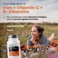 CYB Complete your Body CYB High-Strength Iron Complex – 180 Tablets - Chelated Iron 14mg (as Gluconate) (100% NRV) Plus Folic Acid, Vitamins B12, B6 and C - Formation of Red Blood Cells, Reduction of Tiredness and Fatigue