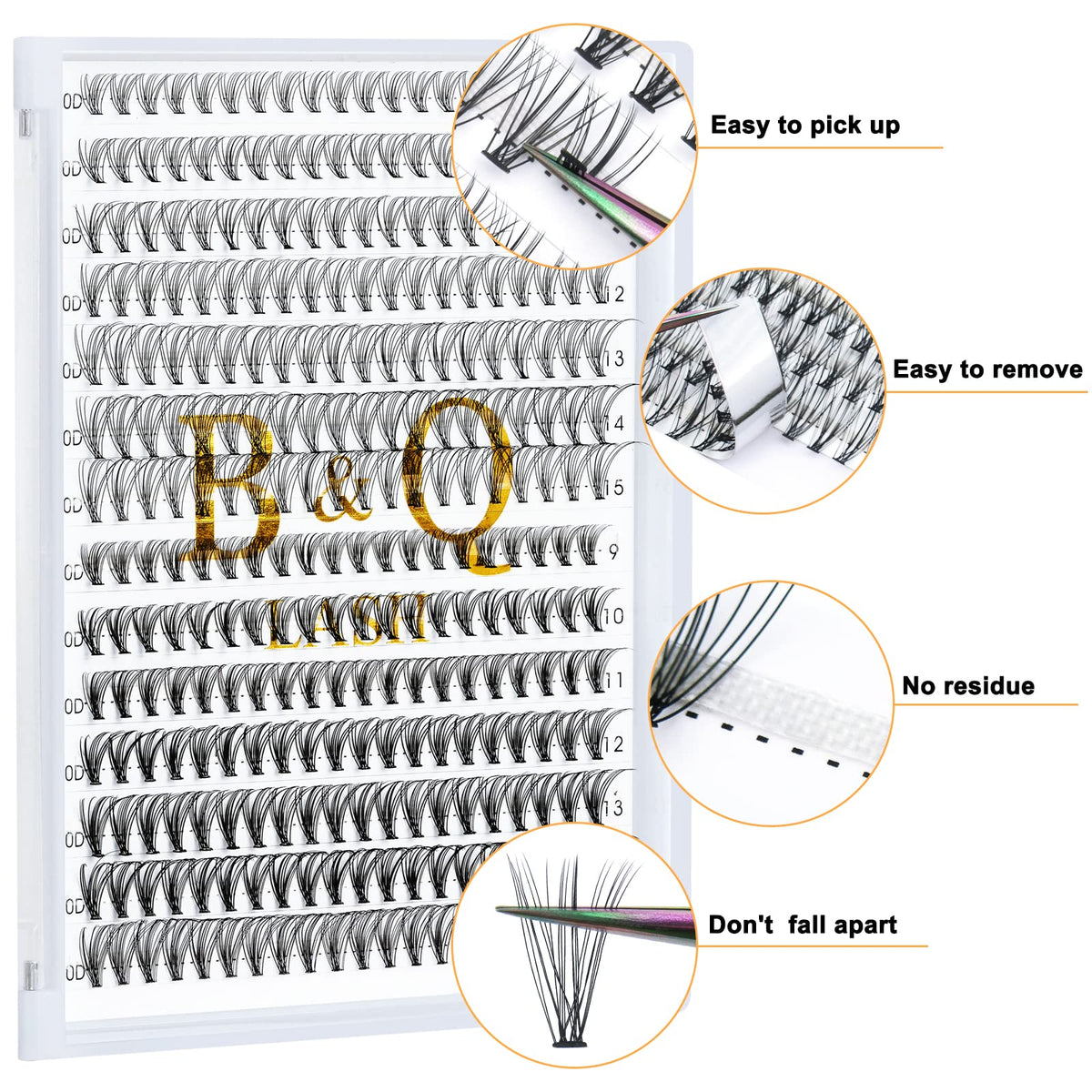B&Qaugen B&Q Cluster Lashes 10D-0.10D+20D-0.07D 9-16MIX 280 Clusters Individual Lashes C D Curl B&Q LASH Individual Eyelashes 10D 20D Individual Cluster Lashes DIY Lash Extensions at Home (0.07+0.10,9-16MIX)