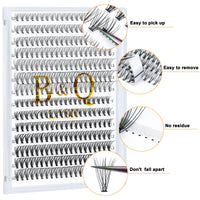 B&Qaugen B&Q Cluster Lashes 10D-0.10D+20D-0.07D 9-16MIX 280 Clusters Individual Lashes C D Curl B&Q LASH Individual Eyelashes 10D 20D Individual Cluster Lashes DIY Lash Extensions at Home (0.07+0.10,9-16MIX)