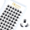 Cluster Lashes 72 Pcs QUEWEL Wide Stem Individual Lashes C/D Curl 8-16mm Length DIY Eyelash Extension False Eyelashes Soft for Personal Makeup Use at Home (natural03-C-14)