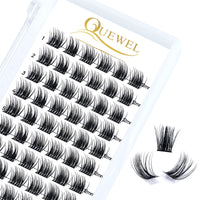 Cluster Lashes 72 Pcs QUEWEL Wide Stem Individual Lashes C/D Curl 8-16mm Length DIY Eyelash Extension False Eyelashes Soft for Personal Makeup Use at Home (natural03-C-14)